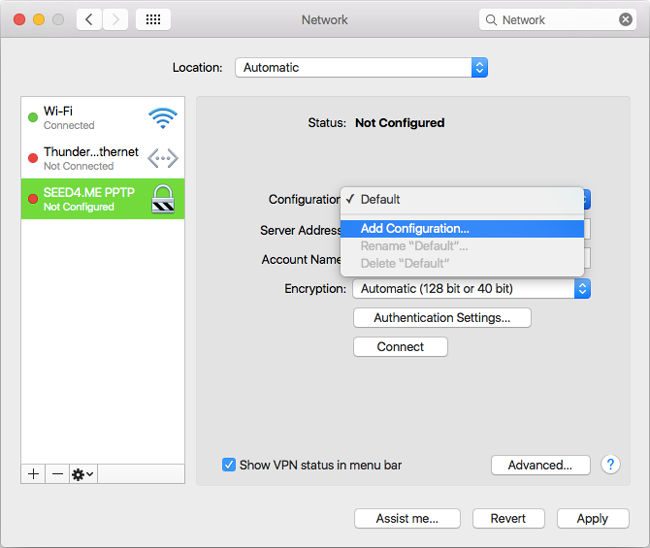 How to setup PPTP VPN on Mac OS - Step 5